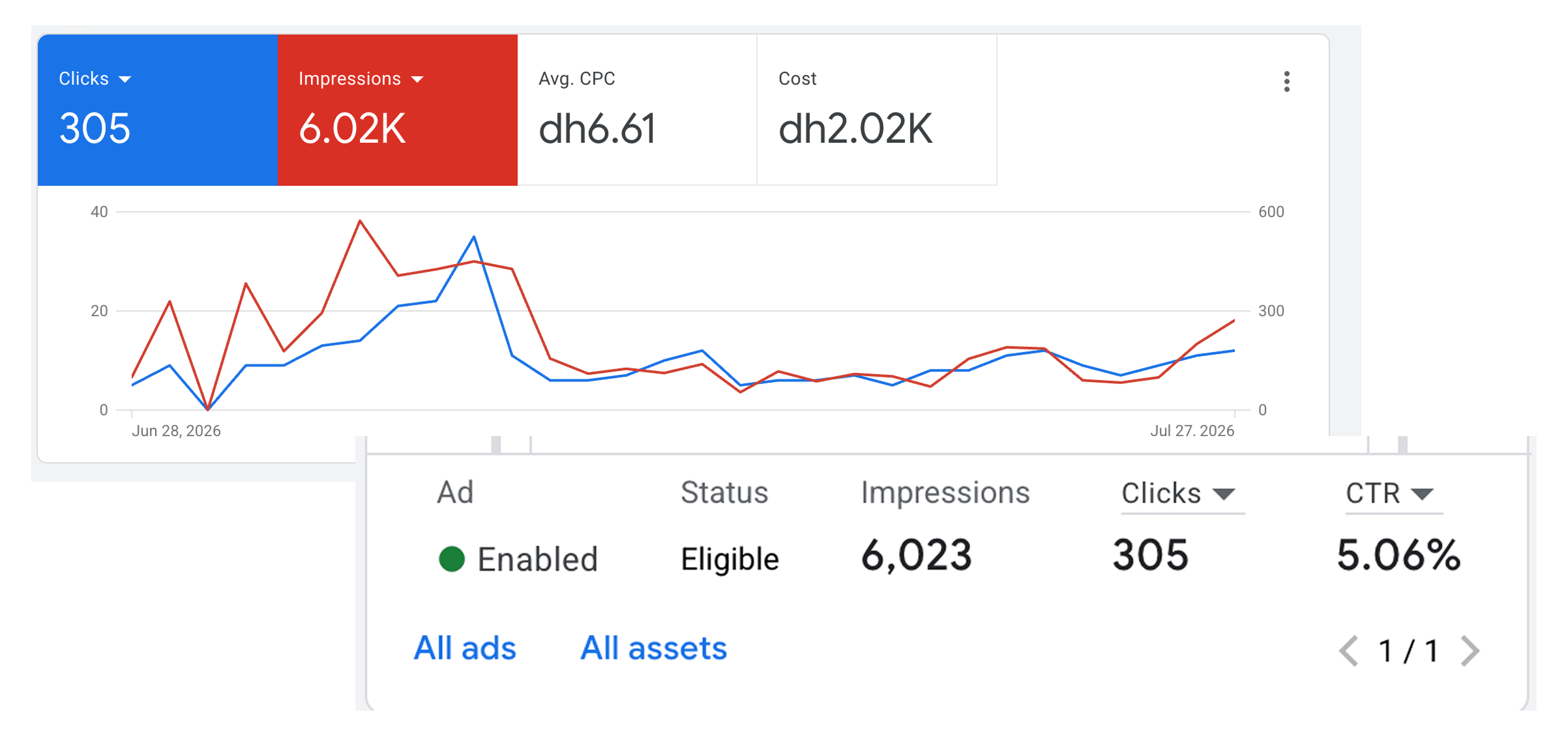 Google Ads campaign results